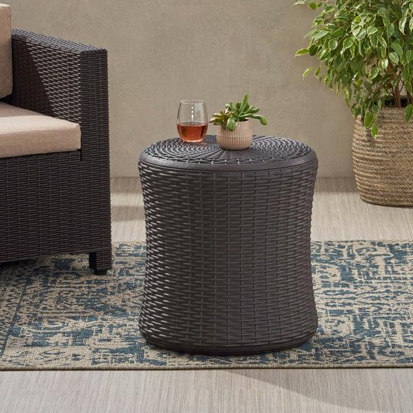 gdf studio Iven Outdoor Faux Wicker Patio Table