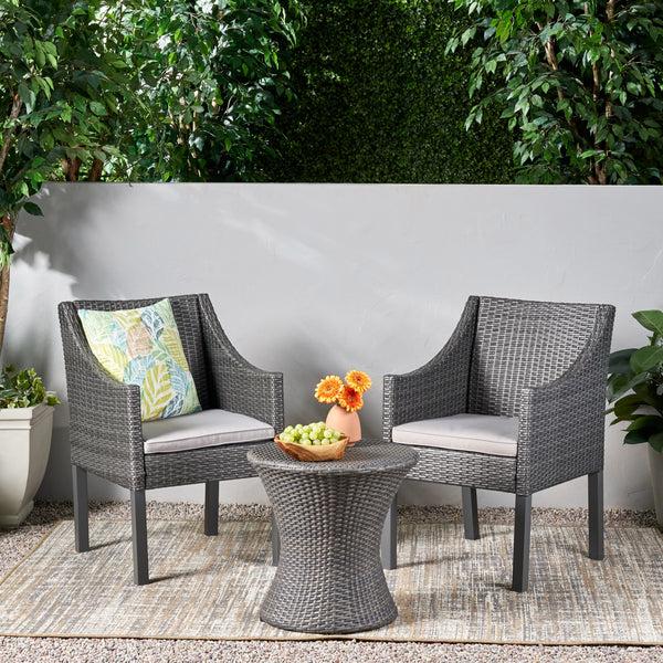 Gdf Studio Janet Outdoor 3 Piece Wicker Chat Set