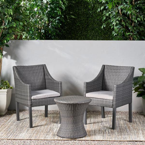 Gdf Studio Janet Outdoor 3 Piece Wicker Chat Set