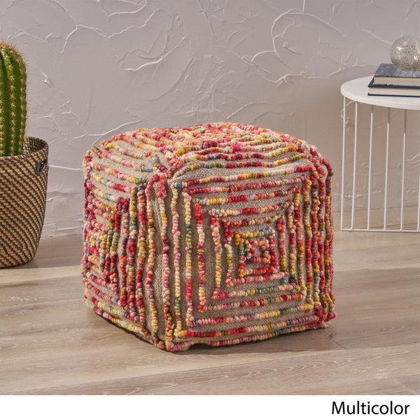 Gdf Studio Jaylee Boho Wool Ottoman Pouf