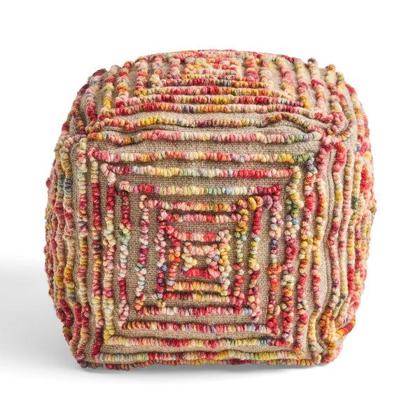 Gdf Studio Jaylee Boho Wool Ottoman Pouf