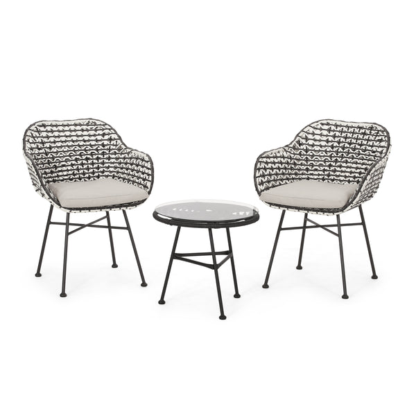 gdf studio Jayline Outdoor 3 Piece Wicker Chat Set