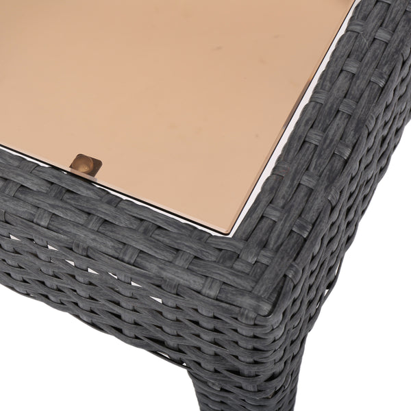 Gdf Studio Jermaine Outdoor Grey Wicker Side Table