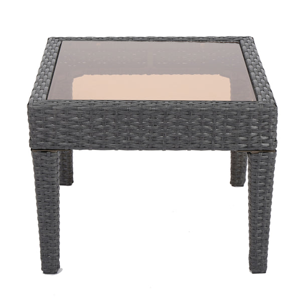 gdf studio Jermaine Outdoor Grey Wicker Side Table