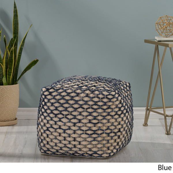 Gdf Studio Jobe Boho Wool And Cotton Pouf