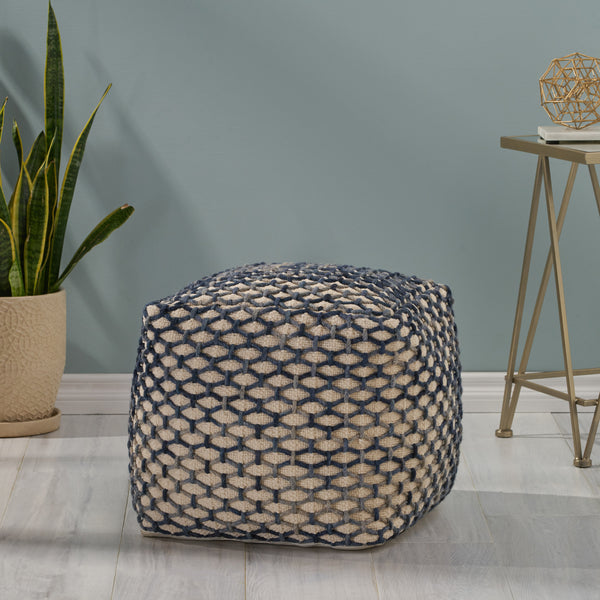 Gdf Studio Jobe Boho Wool And Cotton Pouf