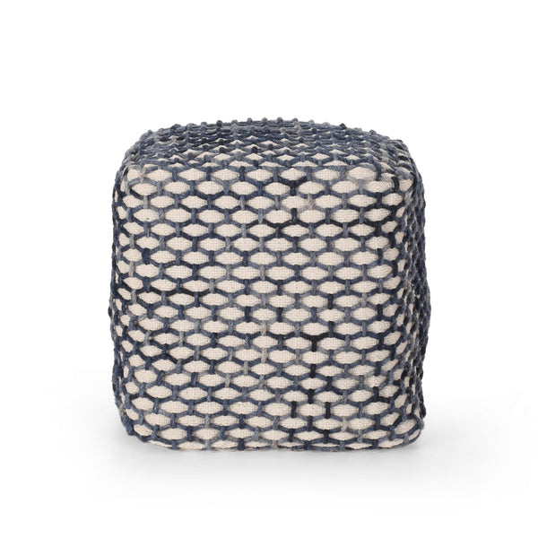gdf studio Jobe Boho Wool and Cotton Pouf