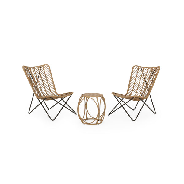 Gdf Studio Juan Outdoor Wicker 3 Piece Chat Set