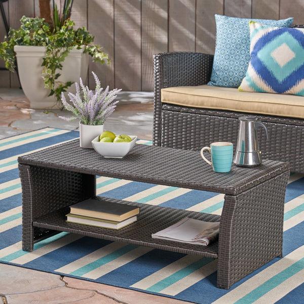 Gdf Studio Justin Outdoor Wicker Coffee Table