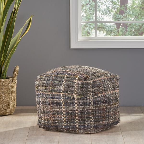 Gdf Studio Kamil Handcrafted Boho Fabric Pouf