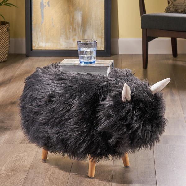 Gdf Studio Kamla Furry Yak Ottoman