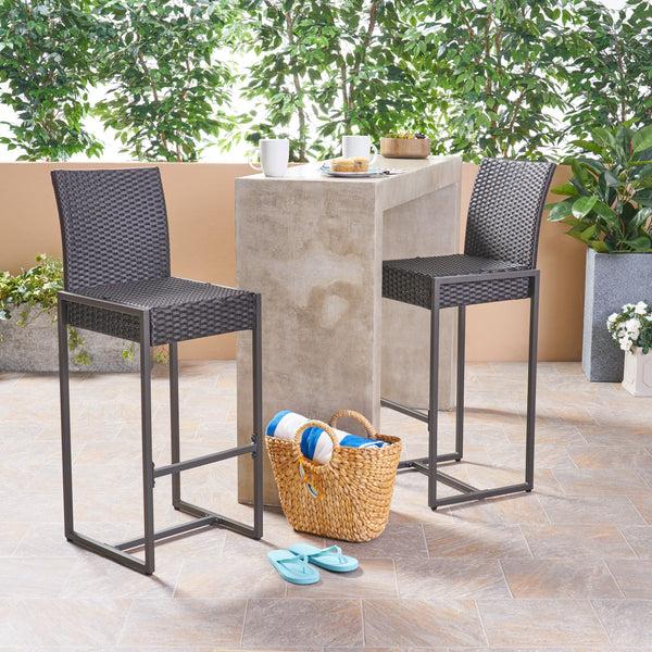 Gdf Studio Kelly Outdoor Wicker 30-Inch Barstools