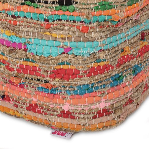 Gdf Studio Kemp Handcrafted Boho Fabric Cube Pouf