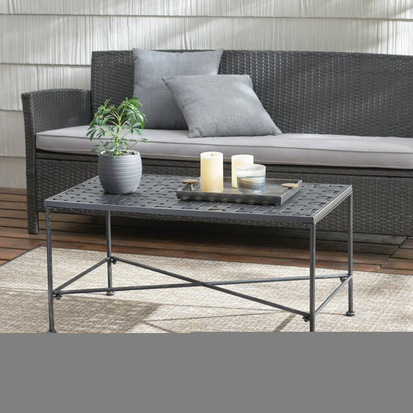 Gdf Studio Kent Outdoor Black Iron Coffee Table