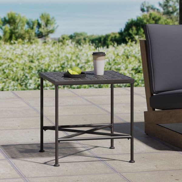 Gdf Studio Kent Outdoor Black Iron Side Table