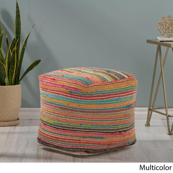 Gdf Studio Kenta Boho Jute And Chindi Pouf