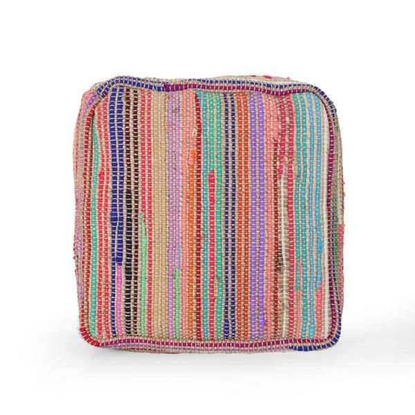 Gdf Studio Kenta Boho Jute And Chindi Pouf