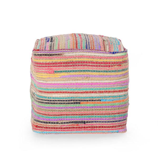 gdf studio Kenta Boho Jute and Chindi Pouf