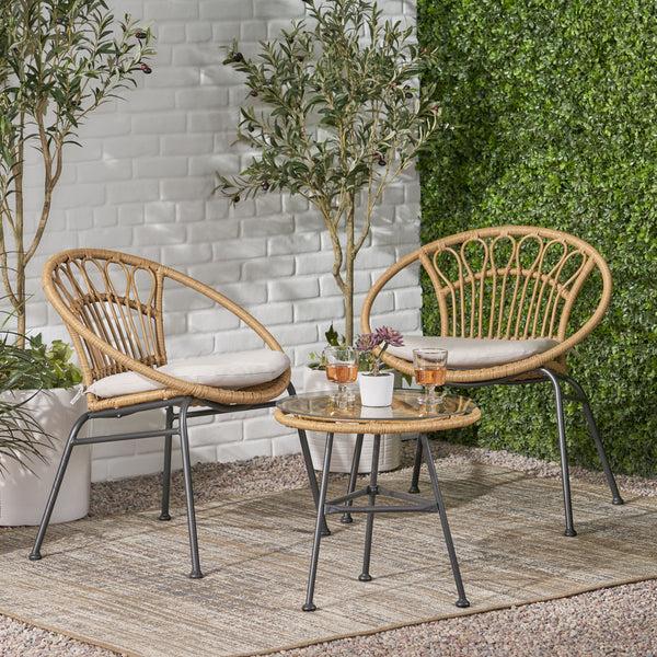 Gdf Studio Kiante Outdoor 3 Piece Wicker Chat Set