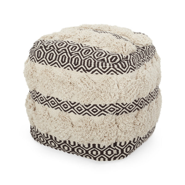 gdf studio Klyn Hand Woven Fabric Cube Pouf