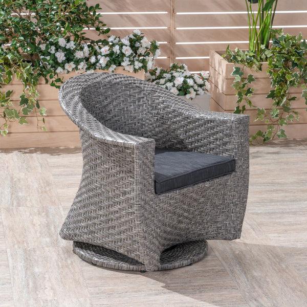 Gdf Studio Koch Outdoor Wicher Swivel Chair