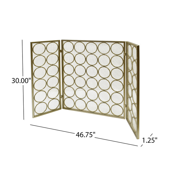 Gdf Studio Koda Modern Three Panel Iron Firescreen