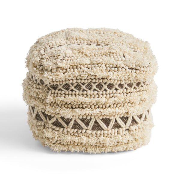 Gdf Studio Korey Boho Wool And Cotton Ottoman Pouf