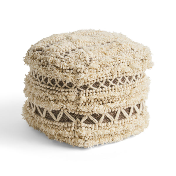 gdf studio Korey Boho Wool and Cotton Ottoman Pouf