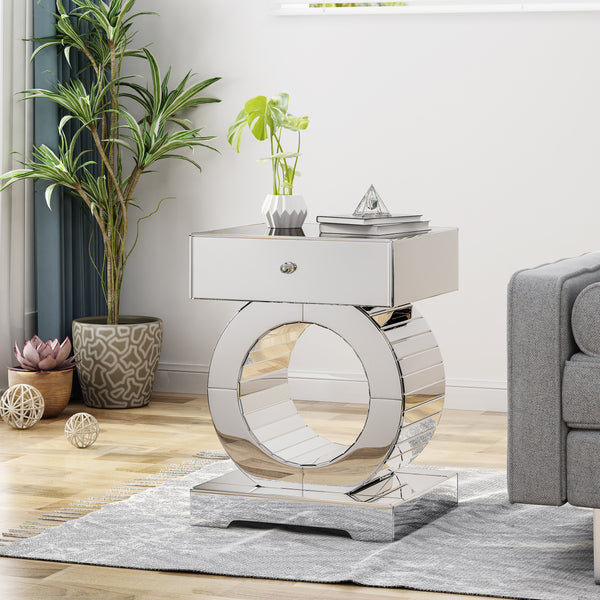 Gdf Studio Lance Glam Mirrored Accent Table