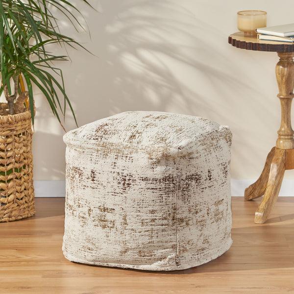 gdf studio Layia Hand Loomed Boho Fabric Cube Pouf