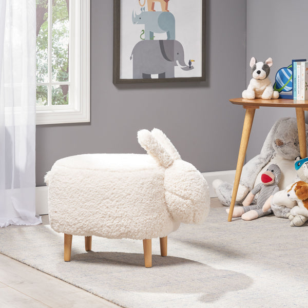 Gdf Studio Leona Fabric Kids Bunny Ottoman Stool