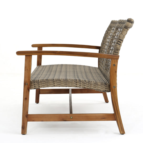 Gdf Studio Levant Outdoor Wood And Wicker Loveseat