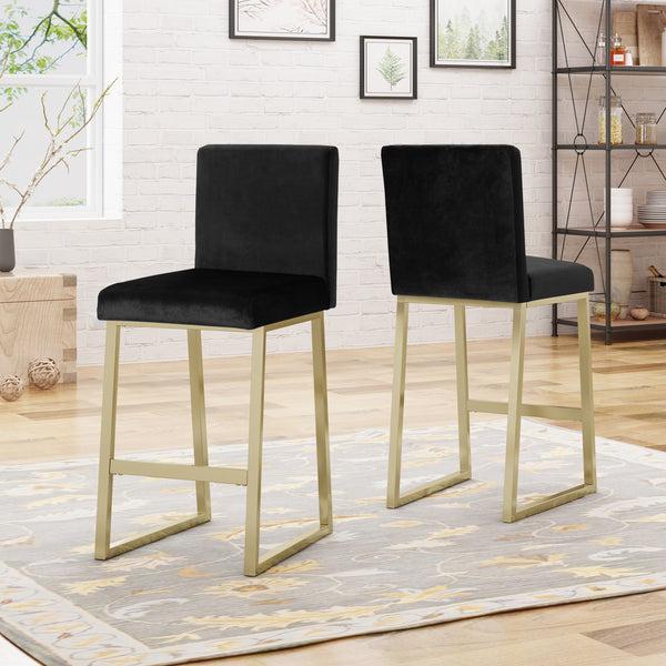 Gdf Studio Lexi Modern Velvet Barstools (Set Of 2)