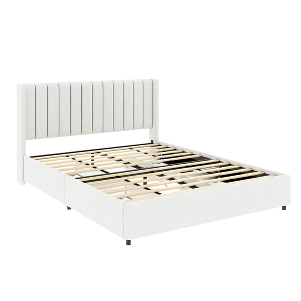 Gdf Studio Lily Boucle Upholstered Bed Frame Ivory