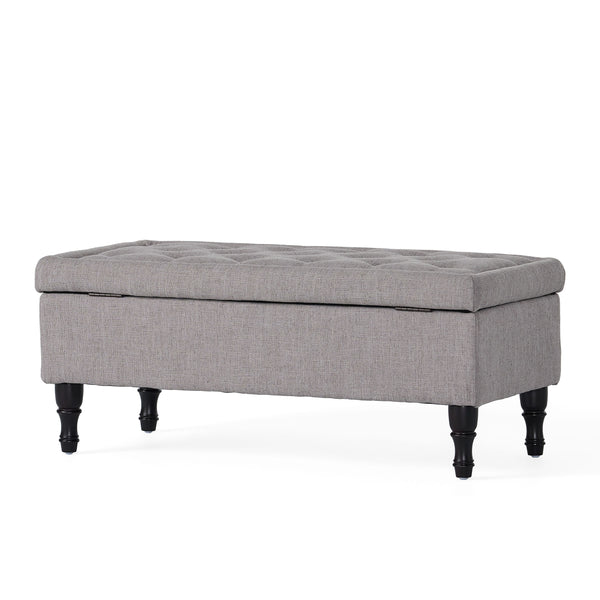 gdf studio Logan Grey Fabric Storage Ottoman Bench