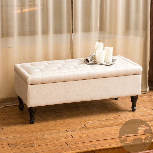 Gdf Studio Logan Linen Storage Ottoman Bench