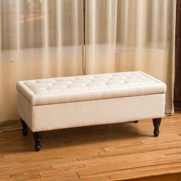 Gdf Studio Logan Linen Storage Ottoman Bench