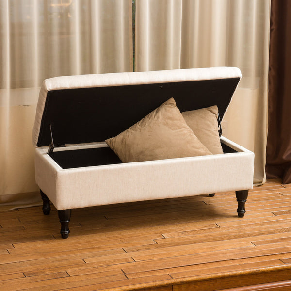Gdf Studio Logan Linen Storage Ottoman Bench