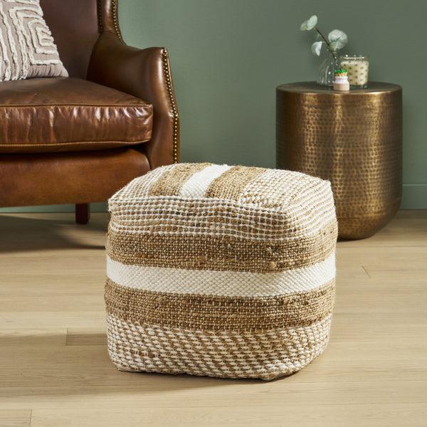 Gdf Studio Lola Boho Handcrafted Fabric Cube Pouf