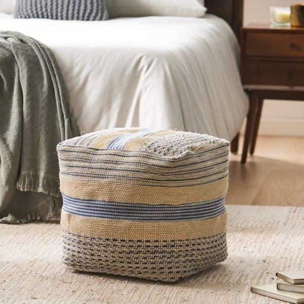 gdf studio Lola Boho Handcrafted Fabric Cube Pouf