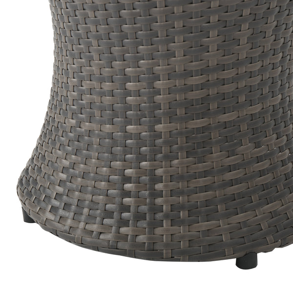 Gdf Studio Lorenzo Outdoor Grey Wicker Side Table