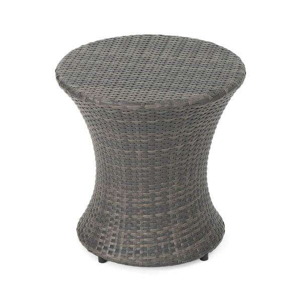 gdf studio Lorenzo Outdoor Grey Wicker Side Table
