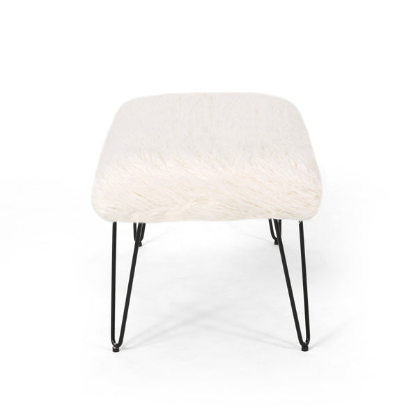 Gdf Studio Louise Faux Fur Bench With Hairpin Legs