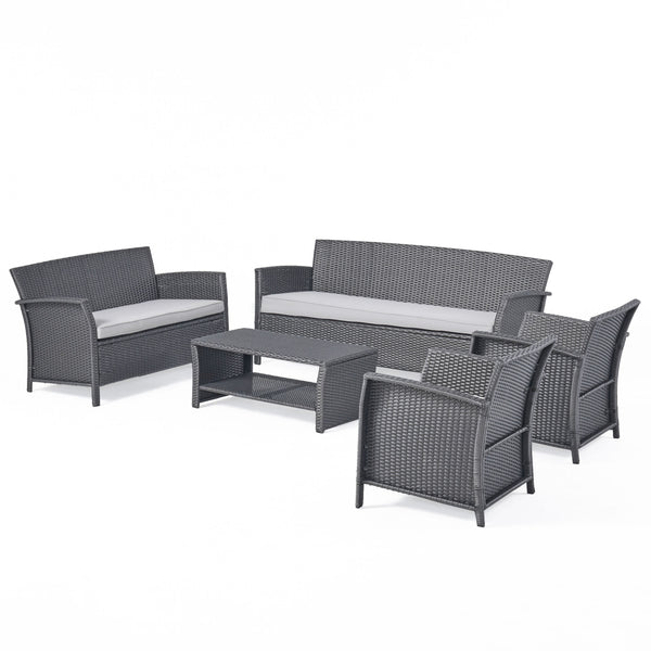 Gdf Studio Lucia Outdoor 7 Seater Wicker Chat Set