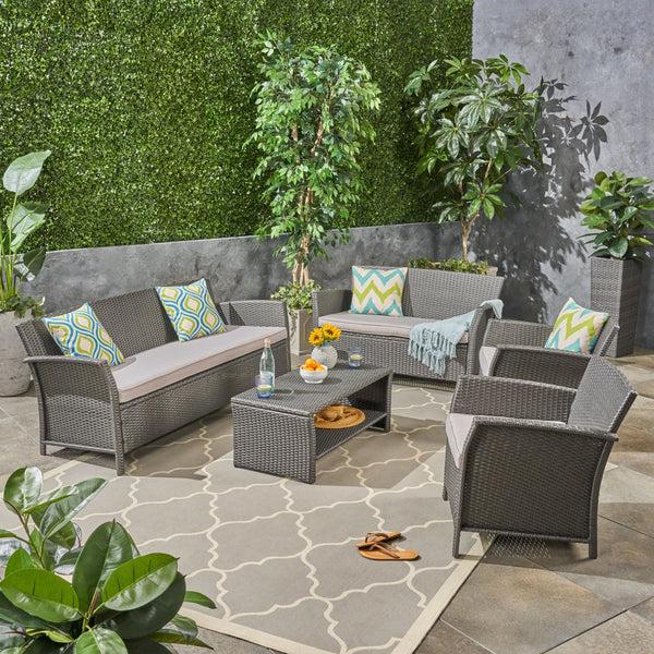 Gdf Studio Lucia Outdoor 7 Seater Wicker Chat Set