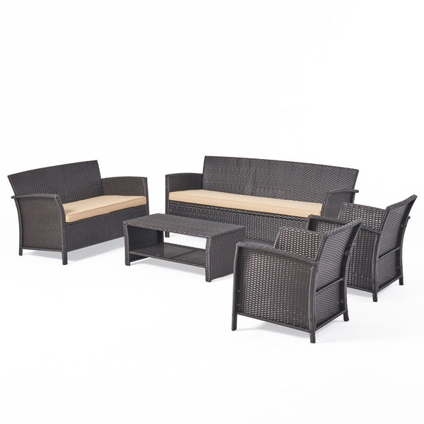 gdf studio Lucia Outdoor 7 Seater Wicker Chat Set