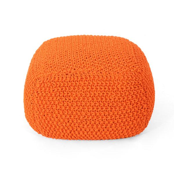 gdf studio Lucy Knitted Cotton Square Pouf
