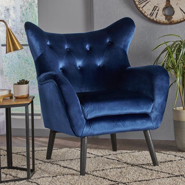 Gdf Studio Mae Velvet Tufted Wingback Armchair