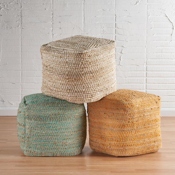Gdf Studio Maja Hand-Crafted Boho Fabric Cube Pouf