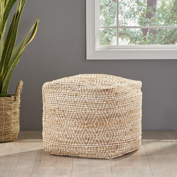 Gdf Studio Maja Hand-Crafted Boho Fabric Cube Pouf